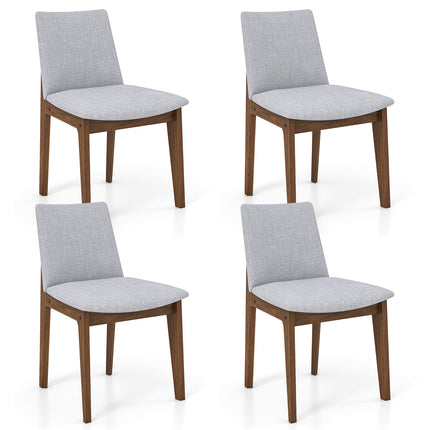 Dreamade Upholstered Dining Chairs Set of 2/4, Linen Fabric Wooden Kitchen Chairs w/Rubber Wood Frame