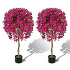Dreamade 2 Pack Artificial Azalea Trees with Vivid Blooming Flowers for Indoor Outdoor Decor