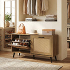 Dreamade Rattan Shoe Cabinet with 2 Flip Drawers