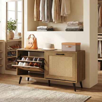 Dreamade Rattan Shoe Cabinet with 2 Flip Drawers