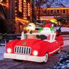 Dreamade 7.7 FT Long Lighted Xmas Inflatable Santa Claus & Reindeer Driving Red Car Gift Boxes