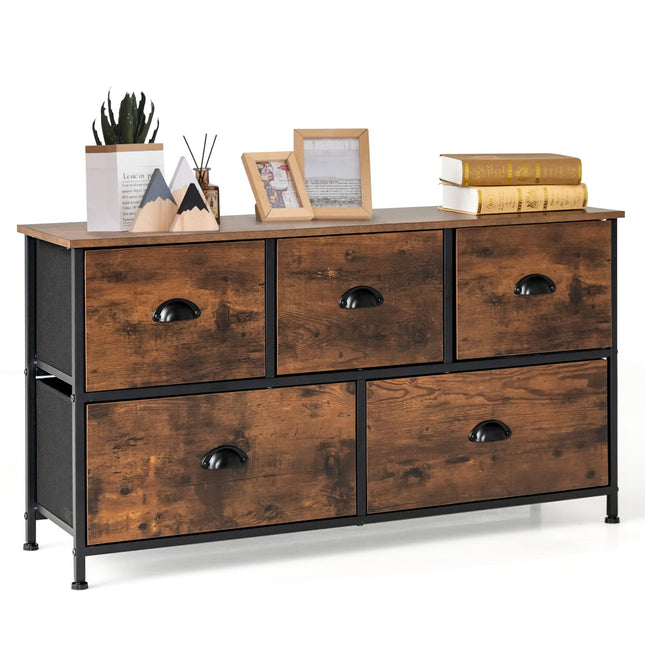 Dreamade Dresser for Bedroom, Chest of Drawers with Wood Top Retro Storage Cabinet