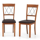 Dreamade Wooden Armless Kitchen Chairs Set of 2/4 w/Elegant Hollowed Backrest