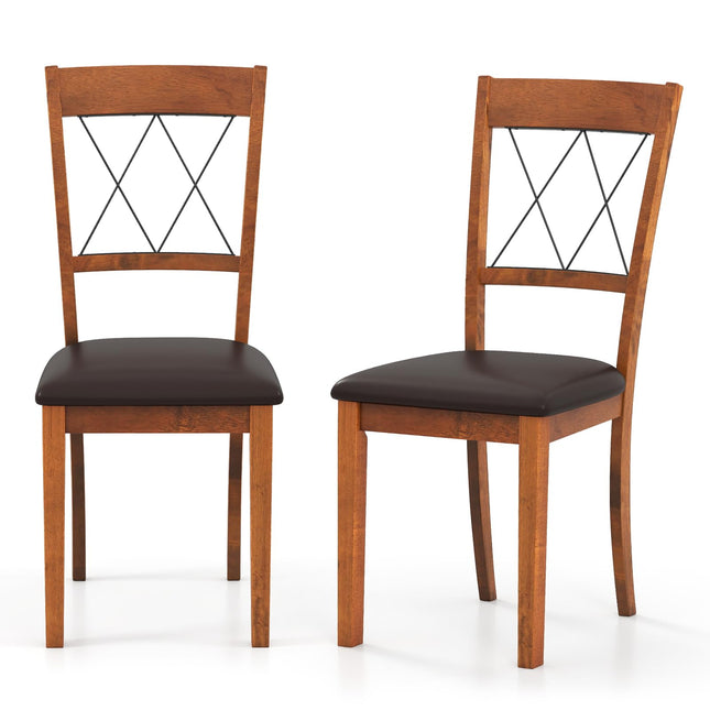 Dreamade Wooden Armless Kitchen Chairs Set of 2/4 w/Elegant Hollowed Backrest