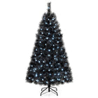 Dreamade 6/7/8 ft Pre-Lit Black Halloween Christmas Tree, Artificial Hinged Xmas Full Tree with 362/572/860 Pine Needles & PVC Branch Tips