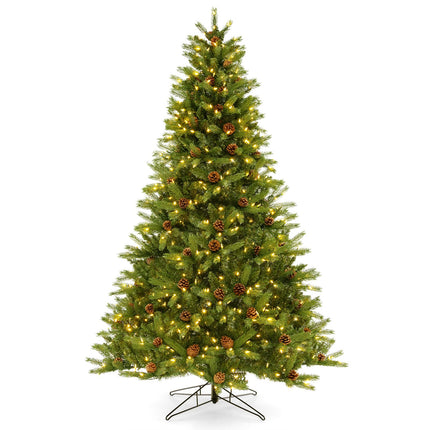 Dreamade 3-Minute-Setup Pre-Lit Artificial Christmas Tree, 7ft Hinged Xmas Tree with 360 Quick Power Connector