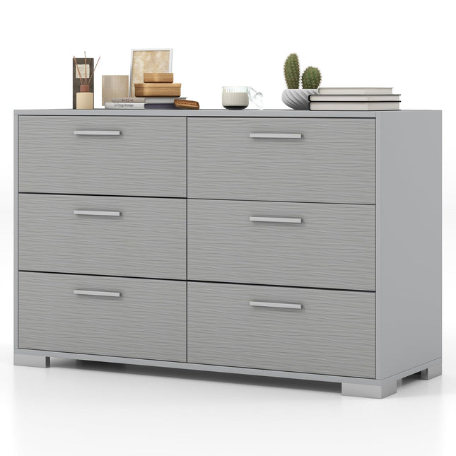 Dreamade Storage Cabinet with 6 Drawers, Metal Legs & Handles, Anti-Toppling Devices, Grey