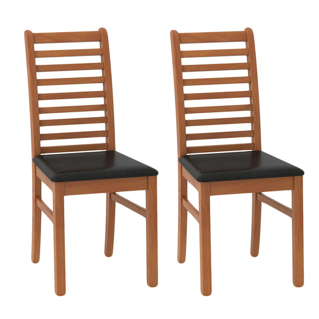 Dreamade Wooden Dining Chairs Set PU Leather Upholstered Kitchen Armless Chairs w/Rubber Wood Legs