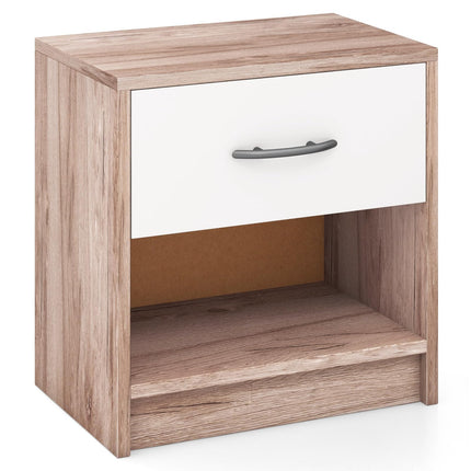 Dreamade Night Stand Set of 1/2 with Drawer, Wood End Table with Open Storage Shelf for Bedroom