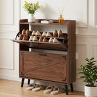 Dreamade Freestanding Slim Farmhouse Shoe Storage Cabinet with 2 Flip Drawers