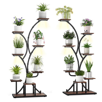 Dreamade Plant Stand Indoor with Grow Lights 8-Tier 58" Tall Corner Metal Plant Shelf