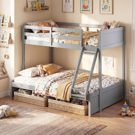 Dreamade Twin Over Full Bunk Bed Wood Bunk Bed