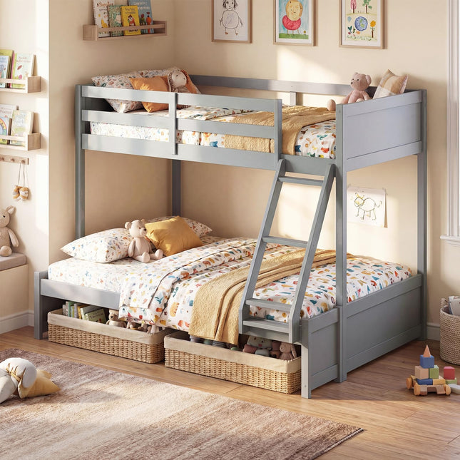 Dreamade Twin Over Full Bunk Bed Wood Bunk Bed