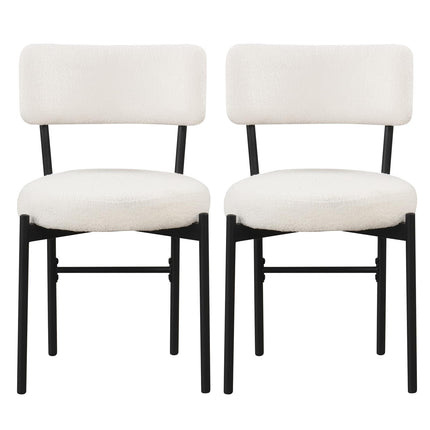 Dreamade Boucle Dining Chairs Set of 2/4, Sherpa Upholstered Kitchen Chairs w/Curved Backrest, Padded Seat & Metal Legs