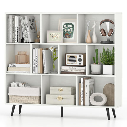 Dreamade 10 Cube Bookcase with 5 Metal Legs for Living Room