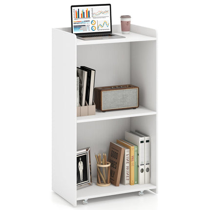 Dreamade Portable Podium Stand, Lectern Podium with 2 Storage Shelves, 4 Universal Wheels, Mobile Speaking Podium Hostess Stand Pulpits