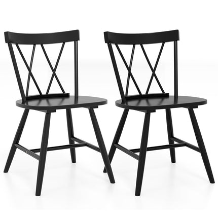 Dreamade Wooden Dining Chairs Set of 2/4, Farmhouse Windsor Kitchen Chairs w/Cross Back, Wide Seat