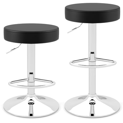 Dreamade Adjustable Height PU Leather Bar Chair with Swivel Padded Seat