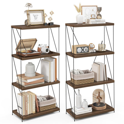 Dreamade 3-Tier Open-Back Bookshelf, Freestanding Display Rack, Metal Frame Storage Shelf