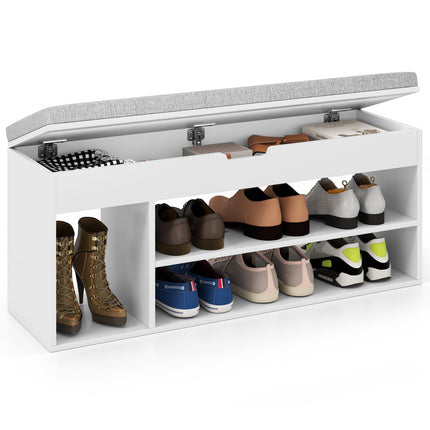 Dreamade 3 Tier Shoe Rack Organizer with Flip Top Storage and Padded Seat Cushion