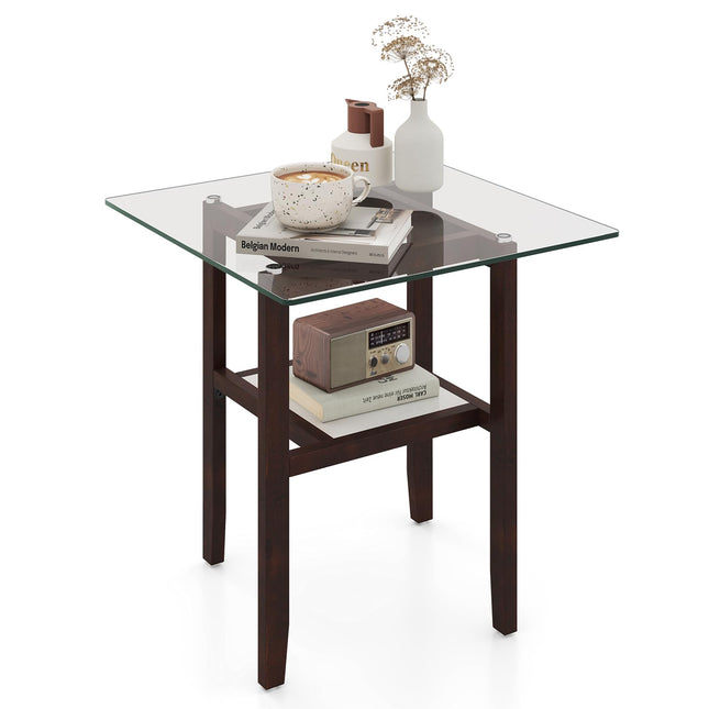 Dreamade Small Coffee Table 24" Glass End Table