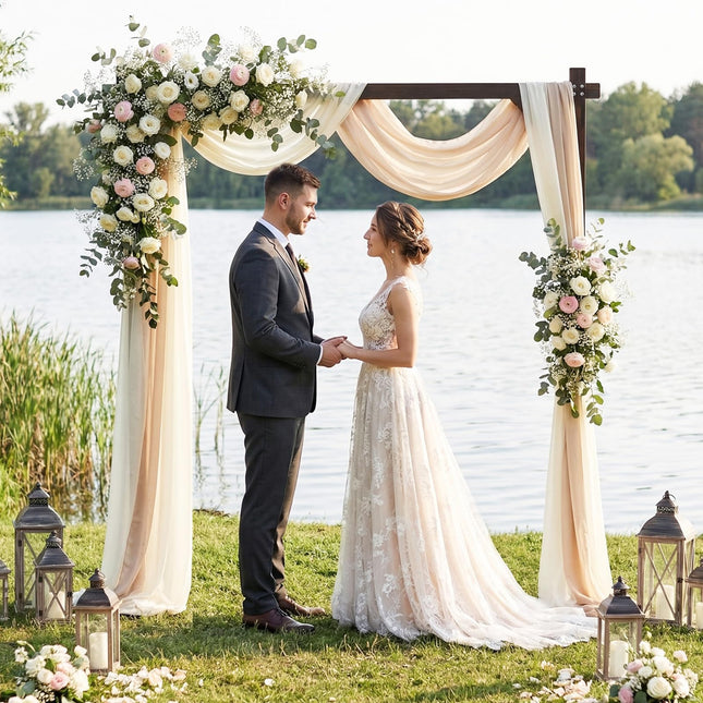 Dreamade 87" Wood Wedding Arbor Backdrop Stand with Ground Stakes