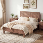 Dreamade Wood Bed Frame with Woven Headboard (Full/Twin/Queen)