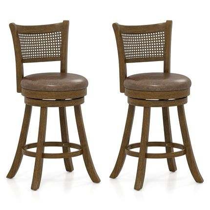 Dreamade 25" Swivel Bar Stools Set of 2/4 with Footrest & Rubber Wood Frame