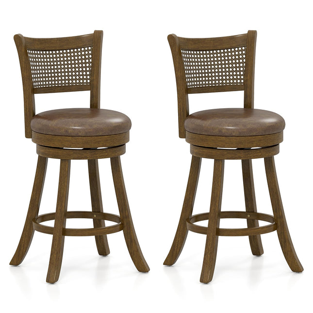 Dreamade 25" Swivel Bar Stools Set of 2/4 with Footrest & Rubber Wood Frame