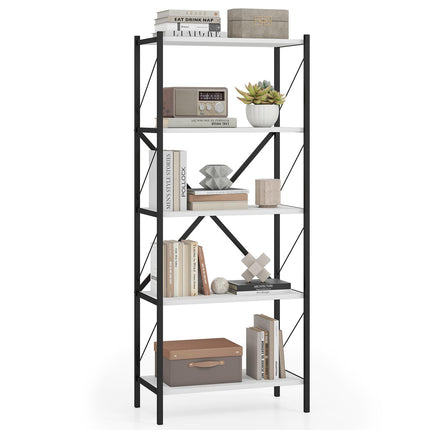Dreamade 5-Tier Tall Industrial Bookcase with Heavy-Duty Metal Frame (1/2)