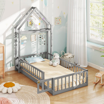 Dreamade Twin House Floor Bed for Kids