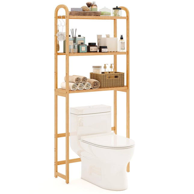Dreamade Bamboo Over The Toilet Storage, 3-Tier Bathroom Toilet Shelf Rack