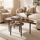 Dreamade Nesting Tables Set of 2 | Mid Century Modern Coffee Tables with Solid Wood Support Legs
