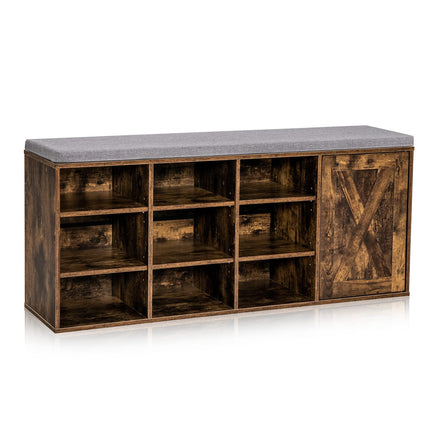 Dreamade Shoe Bench, 3 Tier 9 Cubes Storage Bench with Adjustable Shelves (Rustic Brown)
