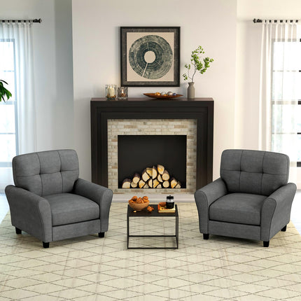 Dreamade Modern Mid-Century Accent Chair - Linen Living Room Chair with Tufted Back, Grey