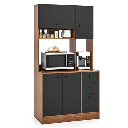 Dreamade Kitchen Pantry, Buffet Hutch with 3 Storage Cabinet, 71'' Floor Large Cupboard with 3 Deep Drawers
