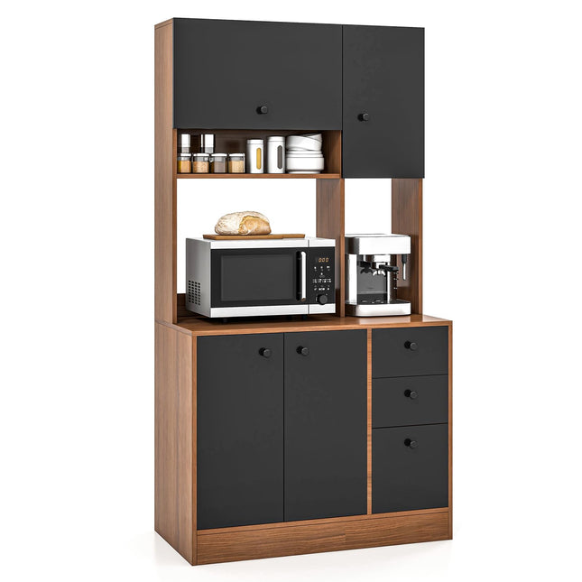 Dreamade Kitchen Pantry, Buffet Hutch with 3 Storage Cabinet, 71'' Floor Large Cupboard with 3 Deep Drawers