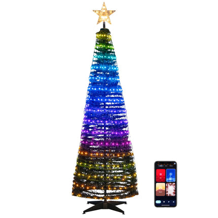 Dreamade 6 FT Pop Up Christmas Tree, Pre-Lit Collapsible Xmas Tree with 282 RGB LED Lights