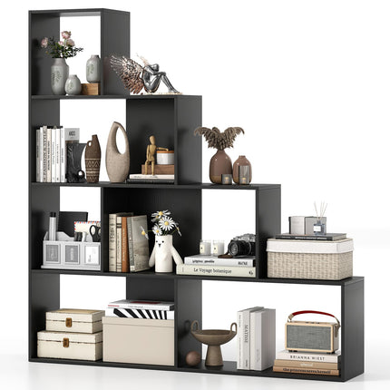 Dreamade 6 Cube Geometric Bookshelf, 4-Tier L-Shaped Bookcase with Cubes