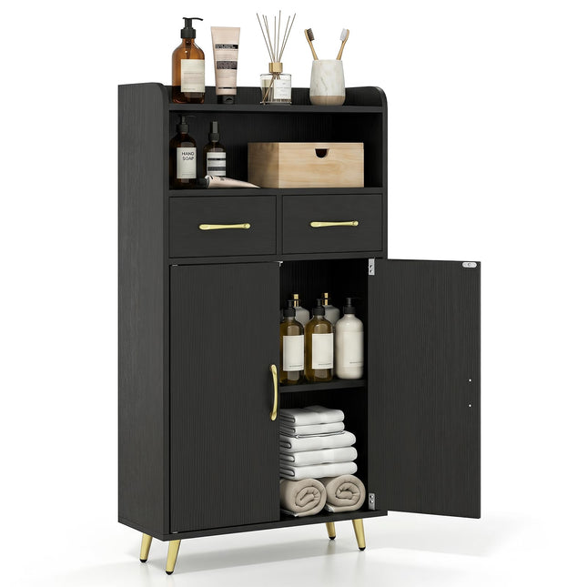 Dreamade Freestanding Bathroom Storage Cabinet with 2 Drawers and 2 Doors