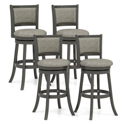 Dreamade Swivel Counter Height Bar Stools Set of2/ 4, Upholstered Vintage Barstools w/Back