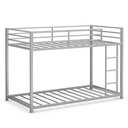 Dreamade Metal Bunk Bed Twin Over Twin, Low Profile Bunk Bed Frame with Ladder & Full Length Guardrail