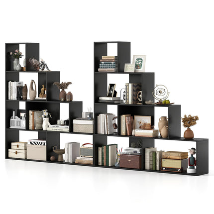 Dreamade 6 Cube Geometric Bookshelf, 4-Tier L-Shaped Bookcase with Cubes