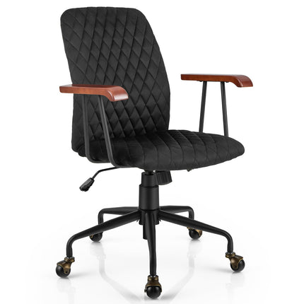 Dreamade Velvet Home Office Desk Chair, Adjustable Swivel Task Chair, Vintage Mid-Back Leisure Chair