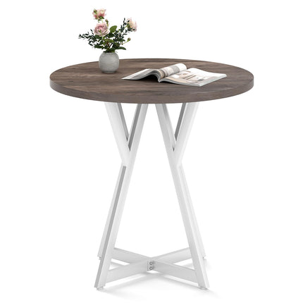 Dreamade 31.5" Small Round Dining Table for 2-4 with Crossed Metal Legs Load 220Lbs