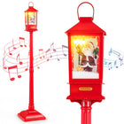 Dreamade 61 Inch Christmas Street Lamp, Festive Musical Lamp Post w/Detachable Snow Globe Lantern