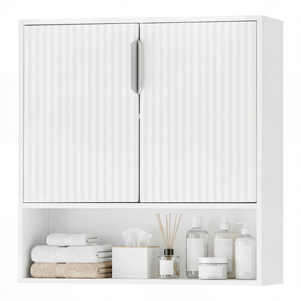 Dreamade Fluted Bathroom Wall Cabinet | Over-the-Toilet Medicine Cabinet w/ 2 Doors