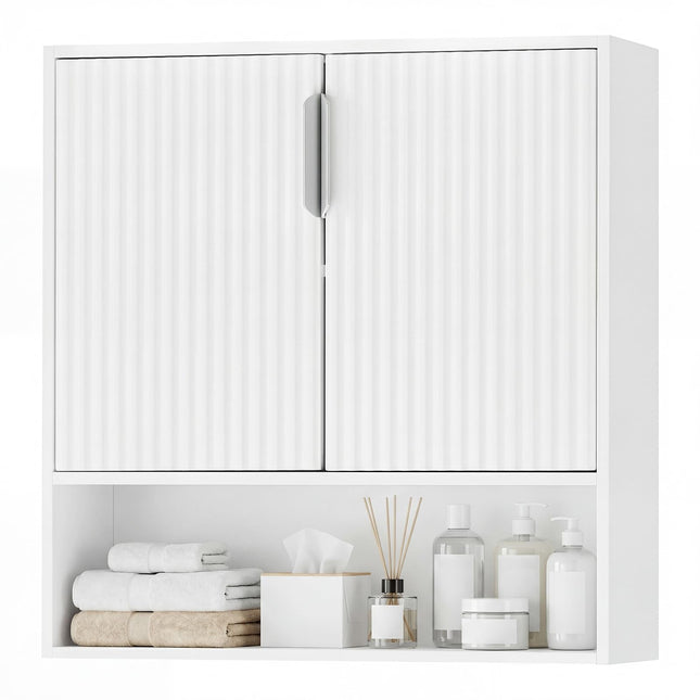 Dreamade Fluted Bathroom Wall Cabinet | Over-the-Toilet Medicine Cabinet w/ 2 Doors