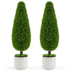 Dreamade 3ft Artificial Cedar Teardrop Shaped Topiary Tree, 2 Pack Faux Potted Plants with Plastic Nursery Pot