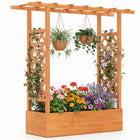 Dreamade Wooden Raised Garden Bed with Trellis & Hanging Roof